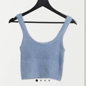 ASOS fluffy knit crop top in blue! Cozy and cute - size Small